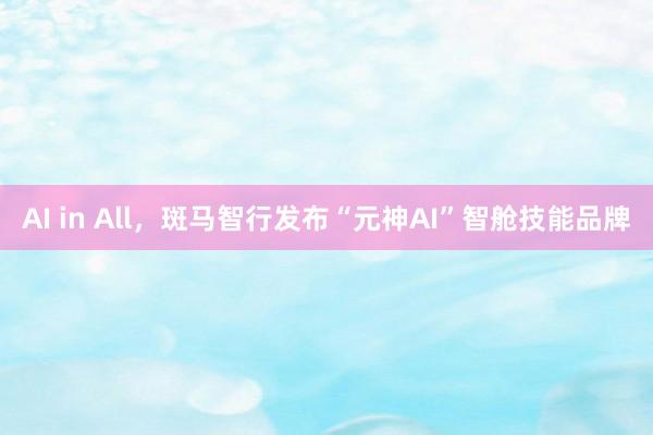 AI in All，斑马智行发布“元神AI”智舱技能品牌