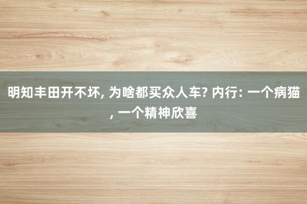 明知丰田开不坏, 为啥都买众人车? 内行: 一个病猫, 一个精神欣喜