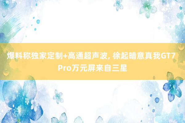 爆料称独家定制+高通超声波, 徐起暗意真我GT7 Pro万元屏来自三星